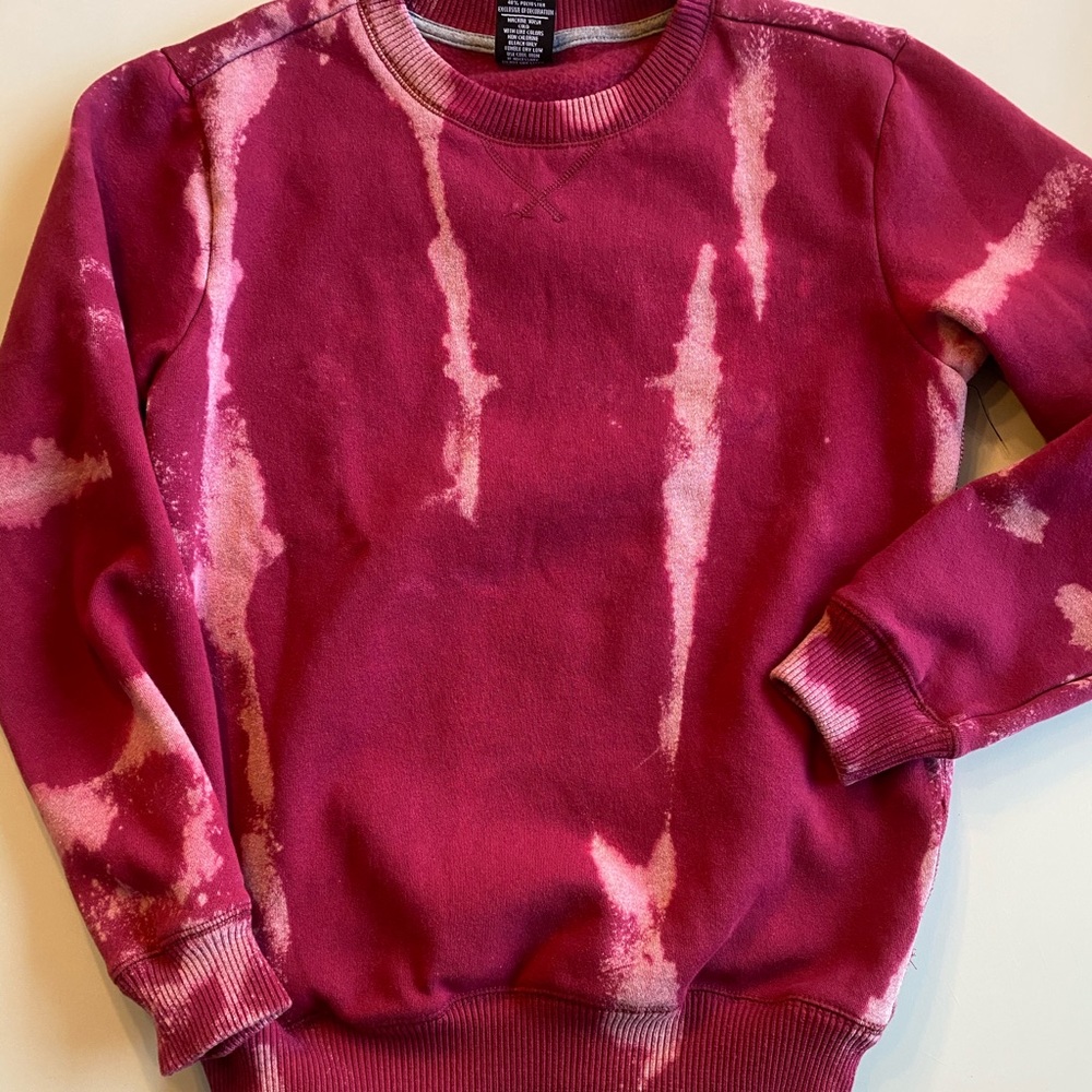 Pink and red crewneck sweater